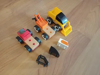 Juego 3 coches madera construcción