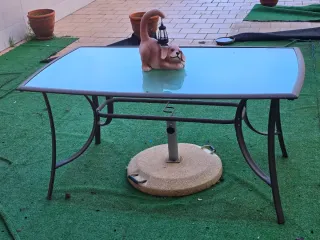 Mesa exterior vidrio templado