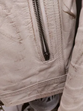 Cazadora Biker Beige Desgastada