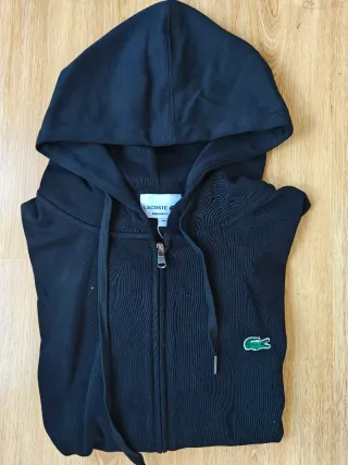Lacoste Sudadera Negra Con Cremallera Nueva