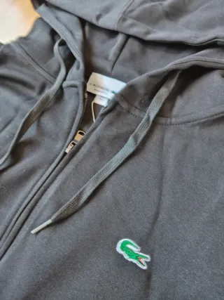 Lacoste Sudadera Negra Con Cremallera Nueva