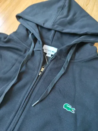 Lacoste Sudadera Negra Con Cremallera Nueva