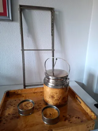 MESA DE BANDEJA AUXILIAR MADERA RAIZ - AÑOS 70