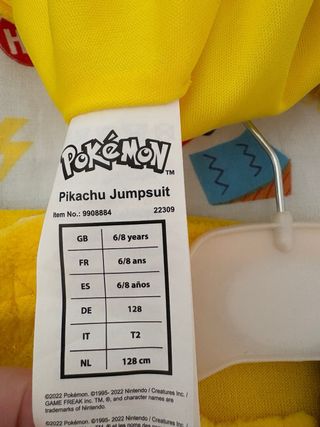 Disfraz Pikachu Talla 6/8 años