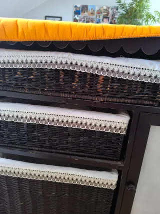 Mueble Plancha Antiguo Madera Mimbre