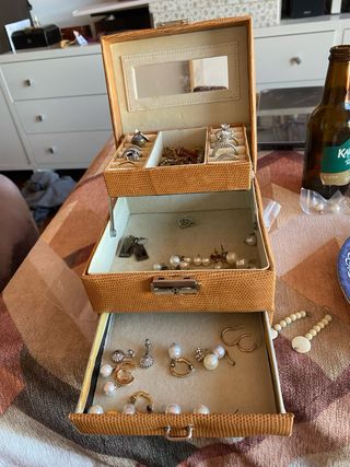 Joyero polipiel marrón y dorado