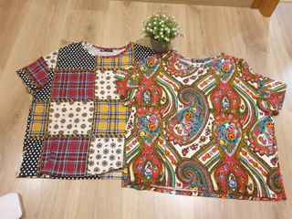 Lote 2 camisetas Zara T. M patchwork y paisley