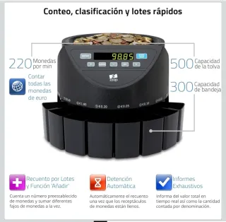 Contadora Clasificadora Automática Monedas Euros