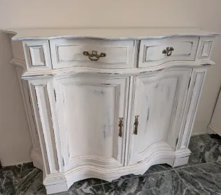 URGE Mueble recibidor blanco decapé vintage VALENC