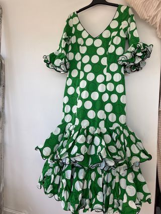 Vestido Flamenco Corto Lunares Verde