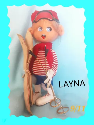 antiguo muñeco LAYNA esquiador 25 cm