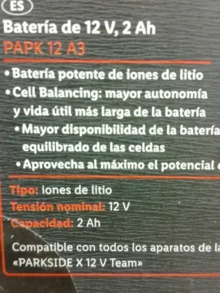 Batería 2Ah PARKSIDE