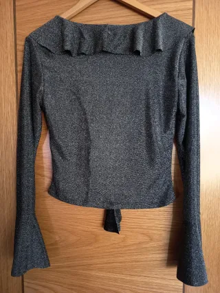 Blusa plateada volantes fiesta