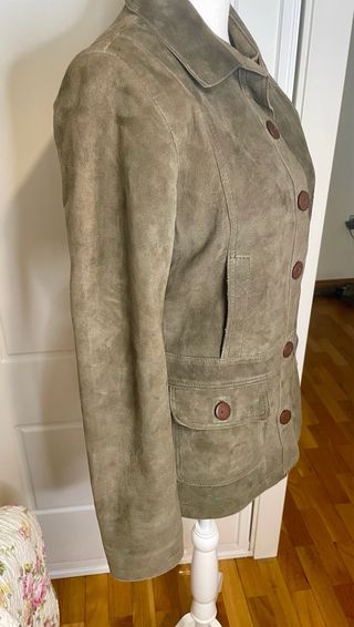 Chaqueta Adolfo Dominguez Piel Ovina Ante Verde Ol