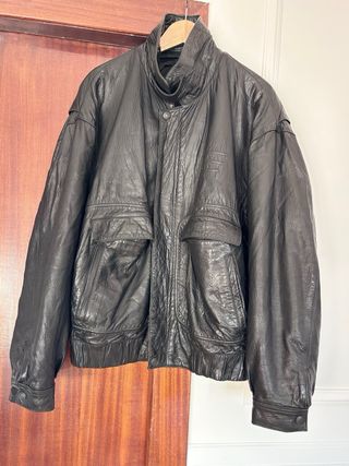 Chaqueta de piel vintage negra