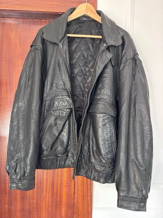 Chaqueta de piel vintage negra