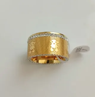 Anillo Acero Dorado Circonitas.