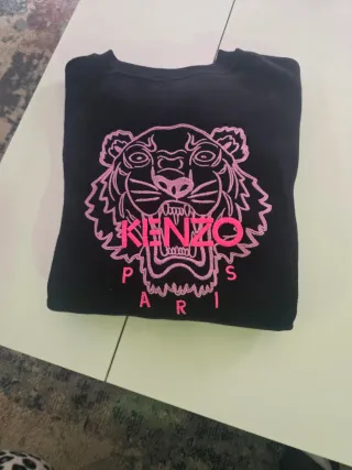 Sudadera Kenzo Negra con Tigre Rosa