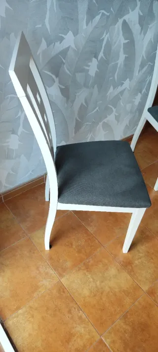 Sillas de comedor blancas y grises