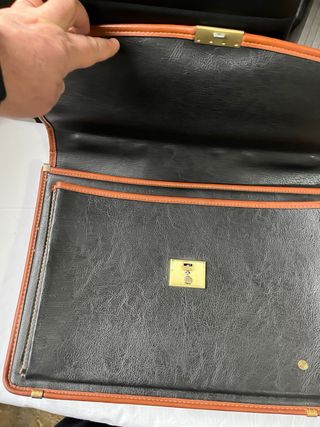 Valigetta Pieffe pelle nera e cuoio