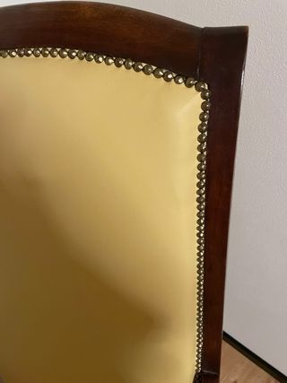 Poltrona vintage pelle gialla e legno