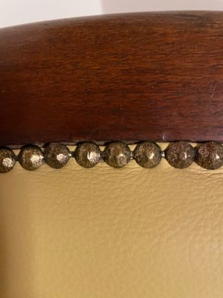 Poltrona vintage pelle gialla e legno