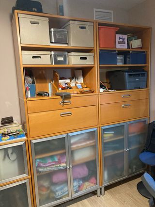 Estantería modular madera y cristal