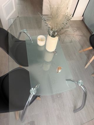 Mesa de comedor cristal y madera