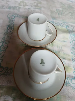 2 Tazzine Heinrich con piattino decoro in oro zecc