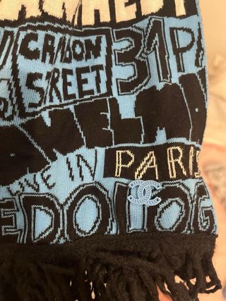 Bufanda Coco Chanel Azul y Negro