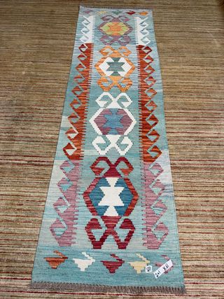 (200*60)Kilim fatto a mano blu multicolore