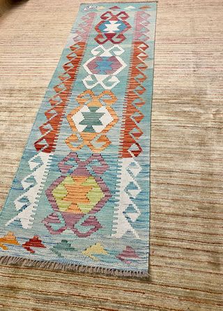 (200*60)Kilim fatto a mano blu multicolore