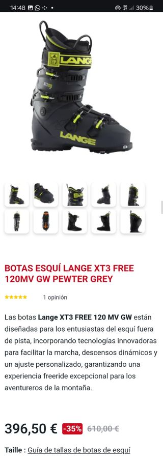 Lange XT3 free 120 MV. Numero 27.5