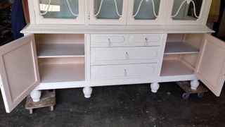 Gran Vitrina Antigua Restaurada Blanca