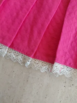 Vestido niña bebé rosa lazo blanco