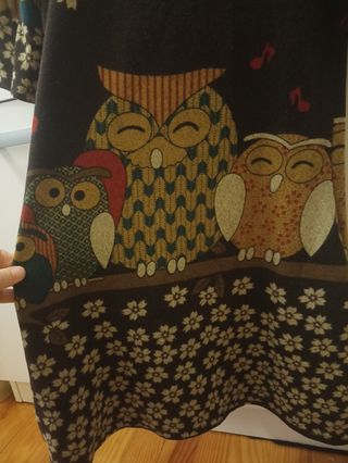 Vestido de invierno con estampado de búhos