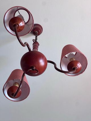 Lámpara de techo madera y tela