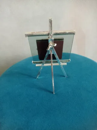 Quadretto romantico argentato con cavalletto