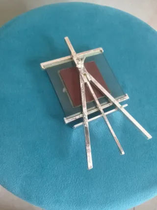 Quadretto romantico argentato con cavalletto