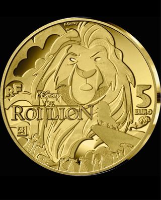 Moneda 5€ Rey León Simba 0,5g Oro 2024 Francia