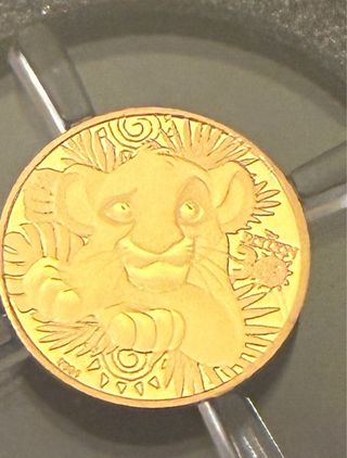Moneda 5€ Rey León Simba 0,5g Oro 2024 Francia