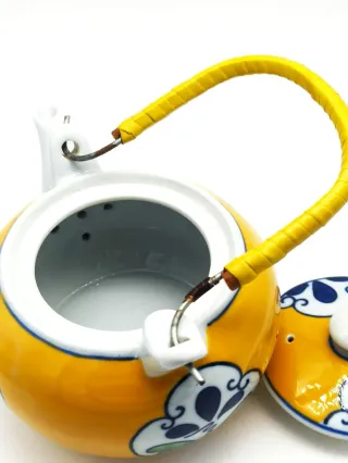 Teiera Vintage Porcellana Gialla Blu