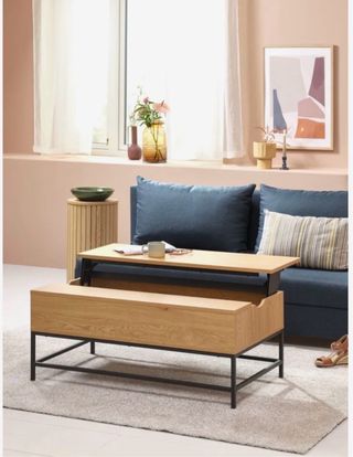 Mesa centro elevable madera y metal