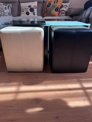 Mesa de centro cristal blanca y negra