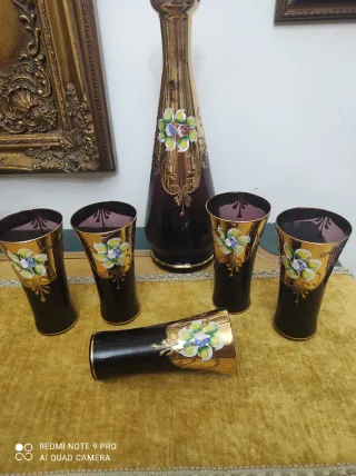 Servizio liquore vintage decorato vetro di murano