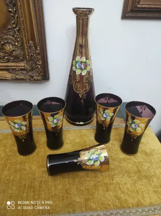 Servizio liquore vintage decorato vetro di murano