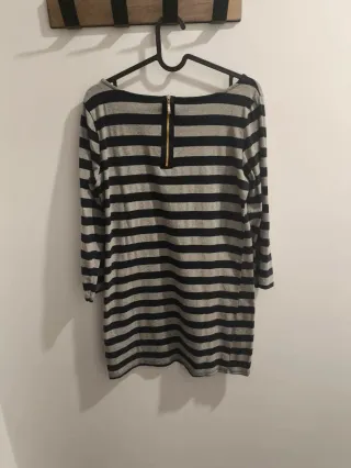 Jersey largo rayas gris y azul marino