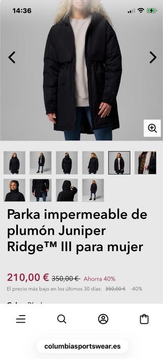 Parka Columbia Mujer Talla L Negra