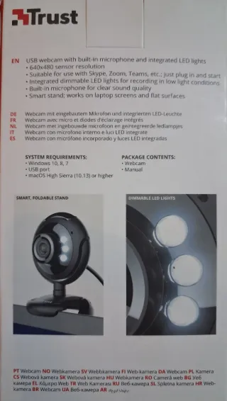 Webcam Trust con LED, Negra