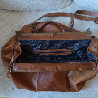 Bolso de viaje cuero vintage auténtico